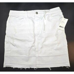 White Distressed Denim Mini Skirt With Frayed Hem J Brand Size 28 JJ4154